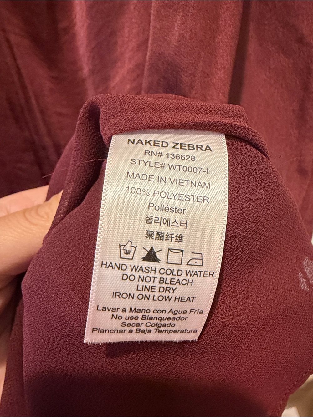 Women's Burgundy Cowl Neck Tank Top - Picture 4 of 4